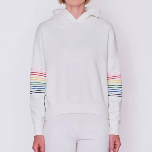 Sundry Women's Rainbow Stripe Pullover Campus Hoodie Sweatshirt Size M - Picture 12 of 13